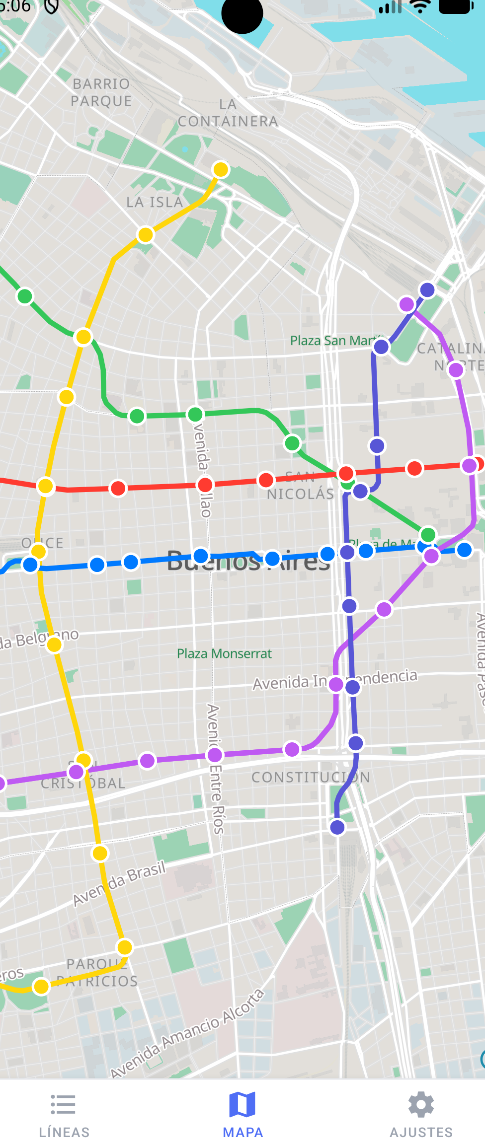 Subte BA network map
